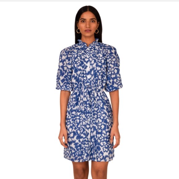 Banjanan Benita Dress in Ikat Floral Bluing - Picture 2 of 7